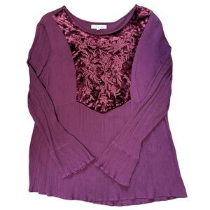 Indigo Soul Womens Velvet Boho Embroidered Tunic Top Large Whimsigoth Grunge